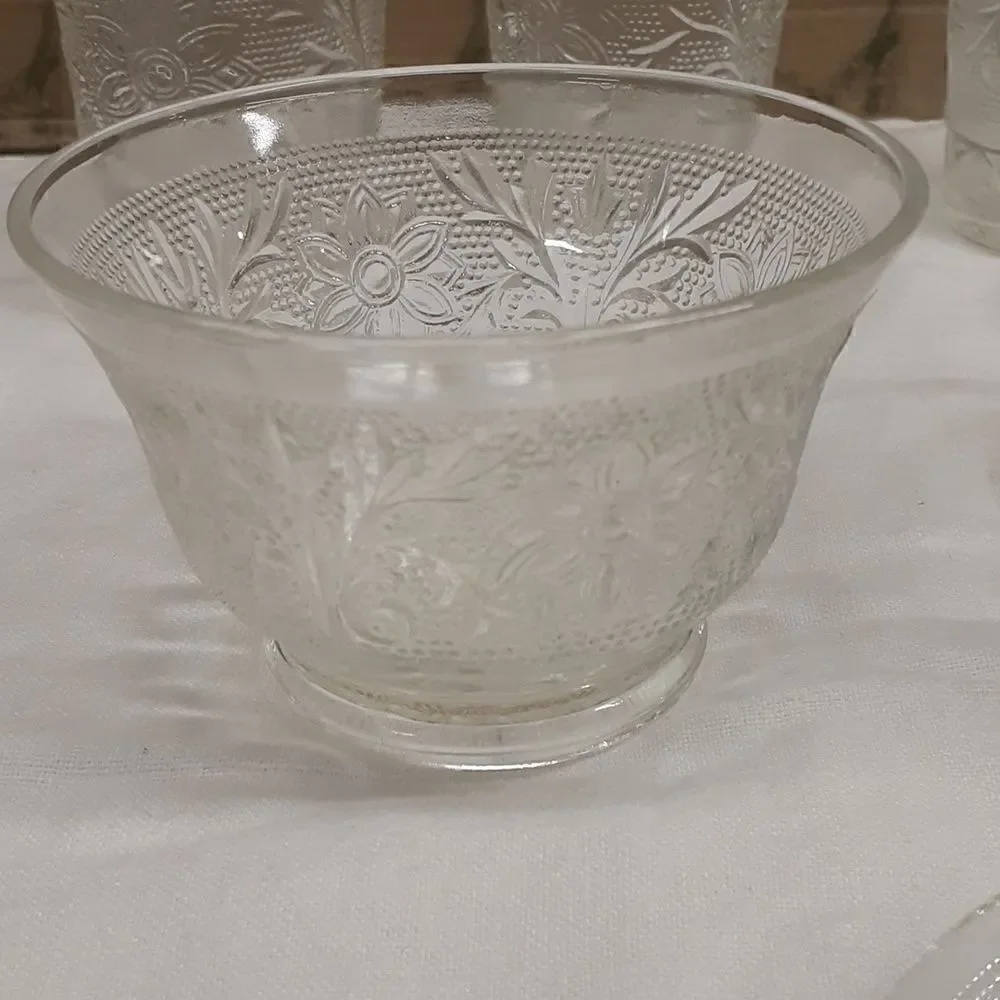 8 pc.bundle‎ vintage Anchor MCM Hocking clear depression glass tumblers, & more